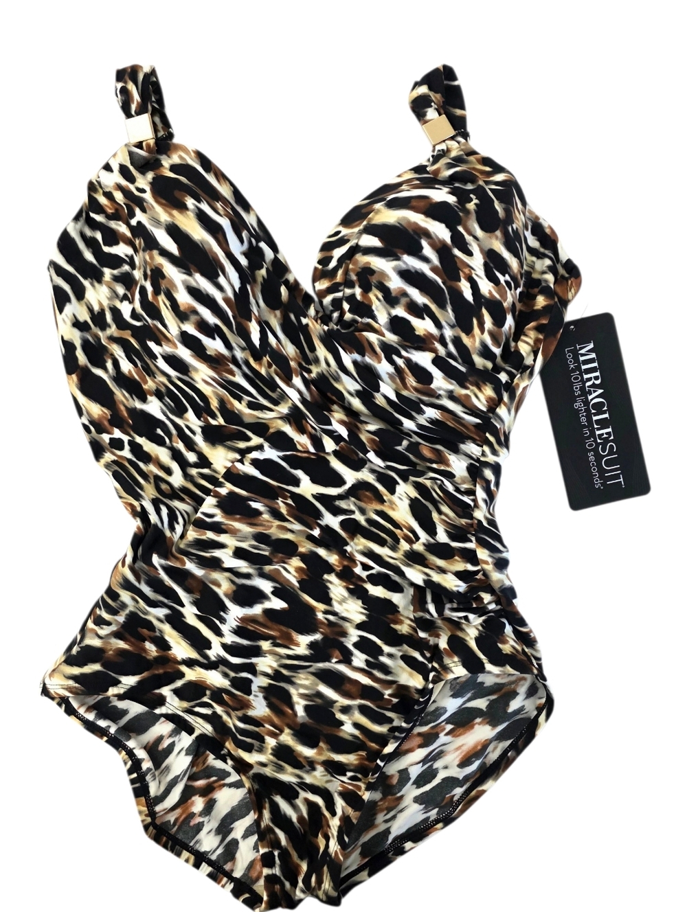 NWT Miraclesuit Fur Realz Siren One Piece Swimsuit Animal Print Beach Plus 16